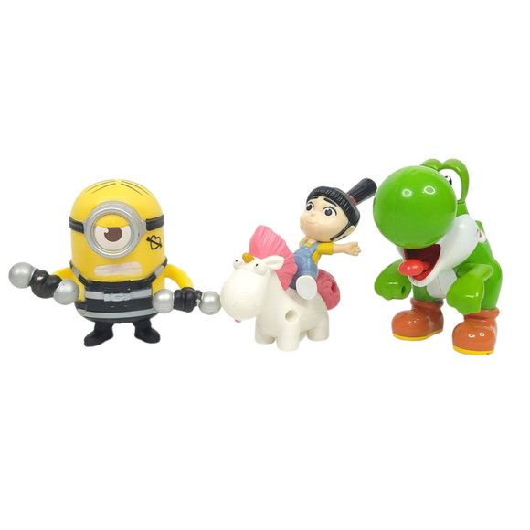 McDonalds Happy Meal Toy Yoshi Despicable Me Minion Agnes Unicorn Lot Of 3 - Picture 1 of 8